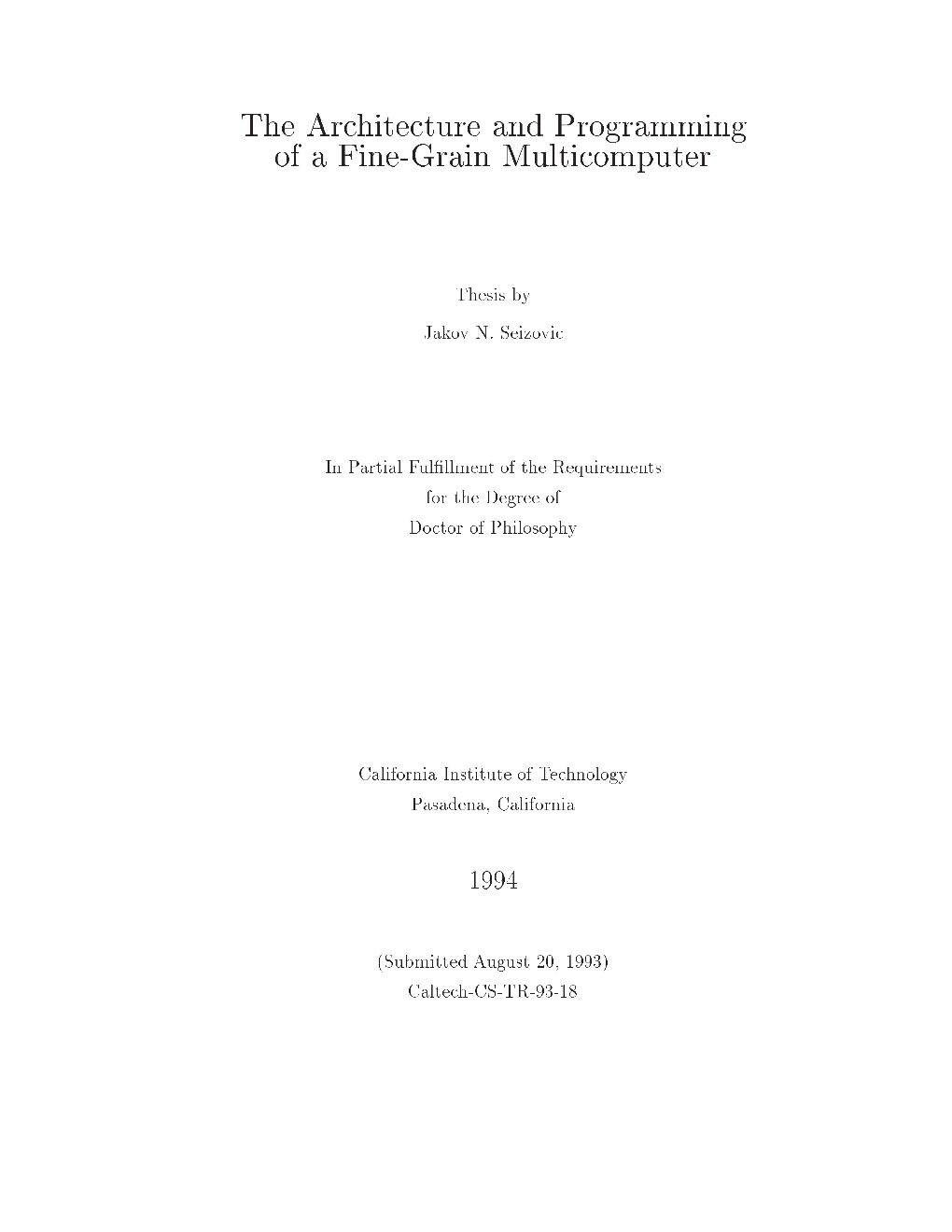 The Architecture and Programming of a Fine-Grain Multicomputer