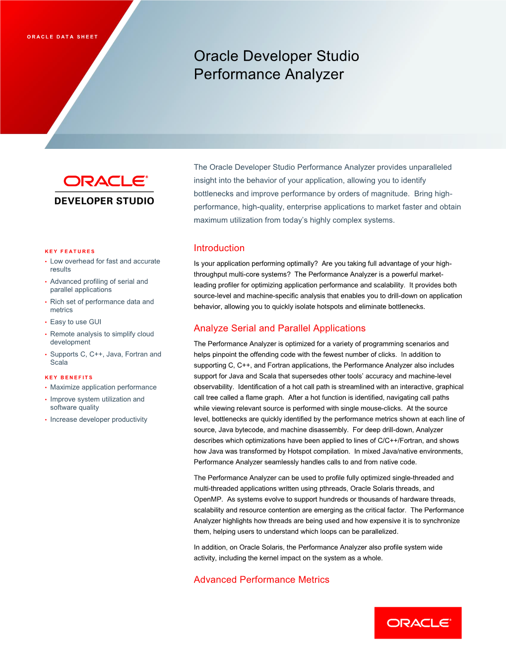 Oracle Developer Studio Performance Analyzer Brief