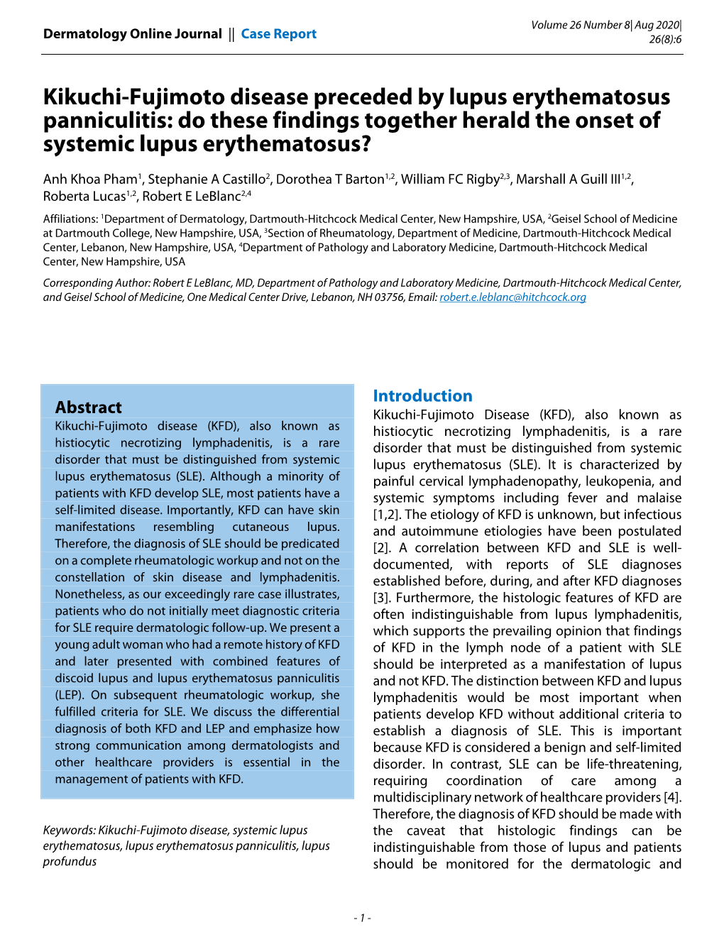 Kikuchi-Fujimoto Disease Preceded by Lupus Erythematosus Panniculitis: Do These Findings Together Herald the Onset of Systemic Lupus Erythematosus?