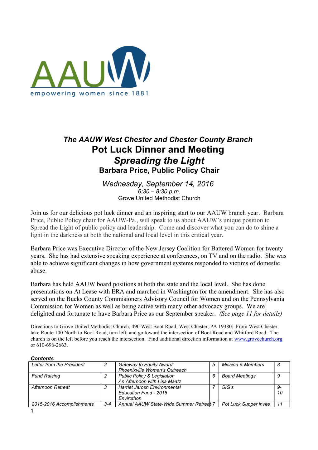 The AAUW West Chester and Chester County Branch