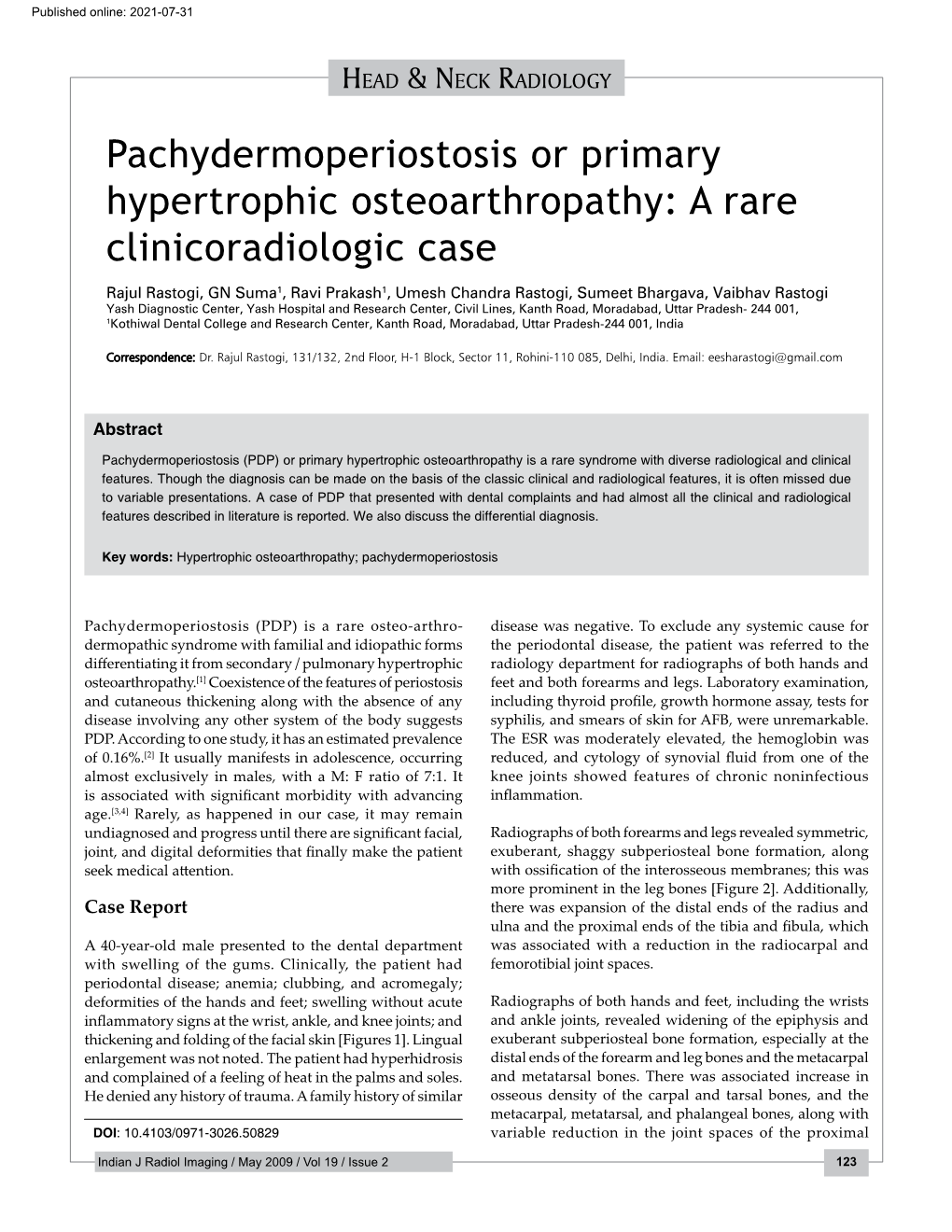 Pachydermoperiostosis Or Primary