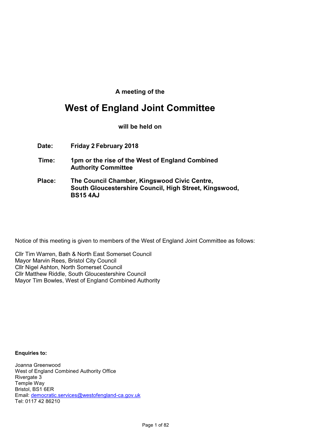 West of England Joint Committee