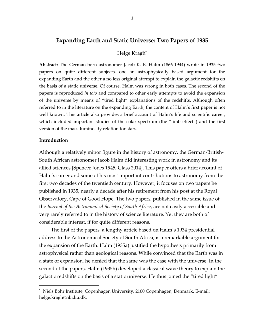 Expanding Earth and Static Universe: Two Papers of 1935