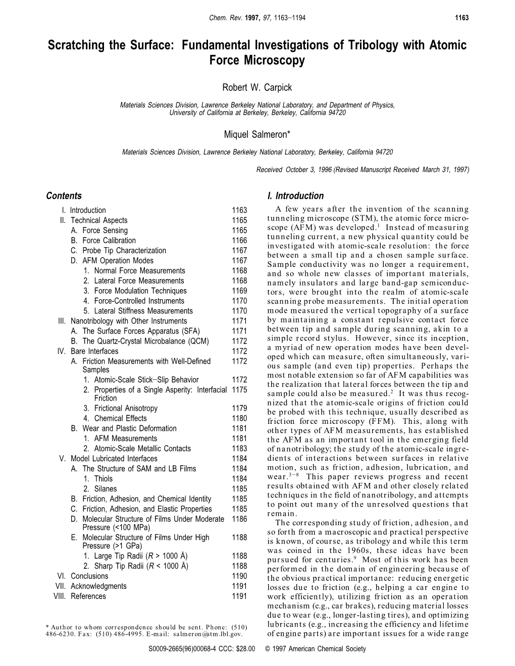 Scratching the Surface: Fundamental Investigations of Tribology with Atomic Force Microscopy