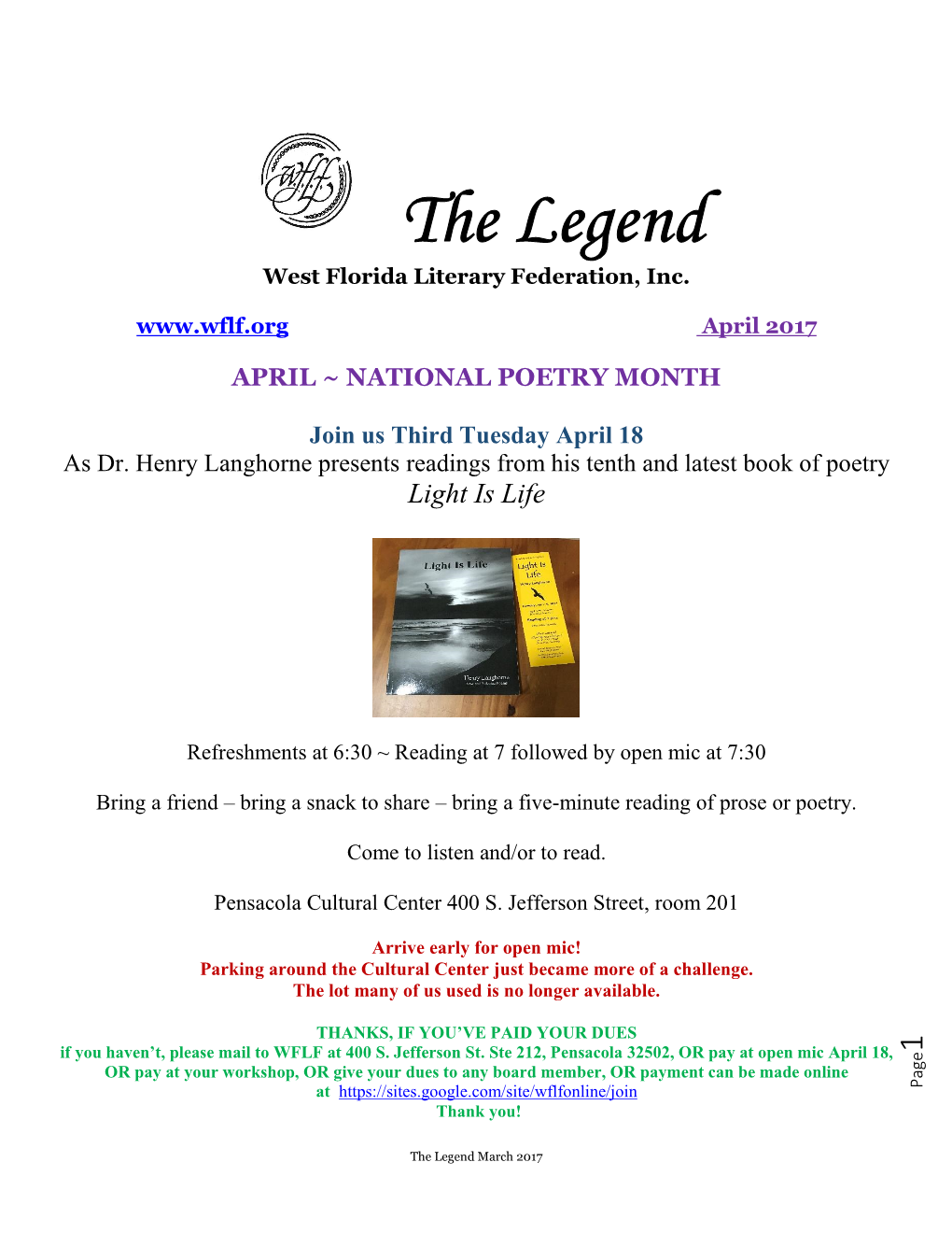 The Legend West Florida Literary Federation, Inc