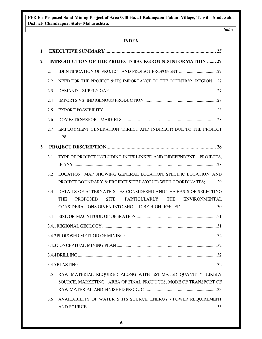 Index 1 Executive Summary