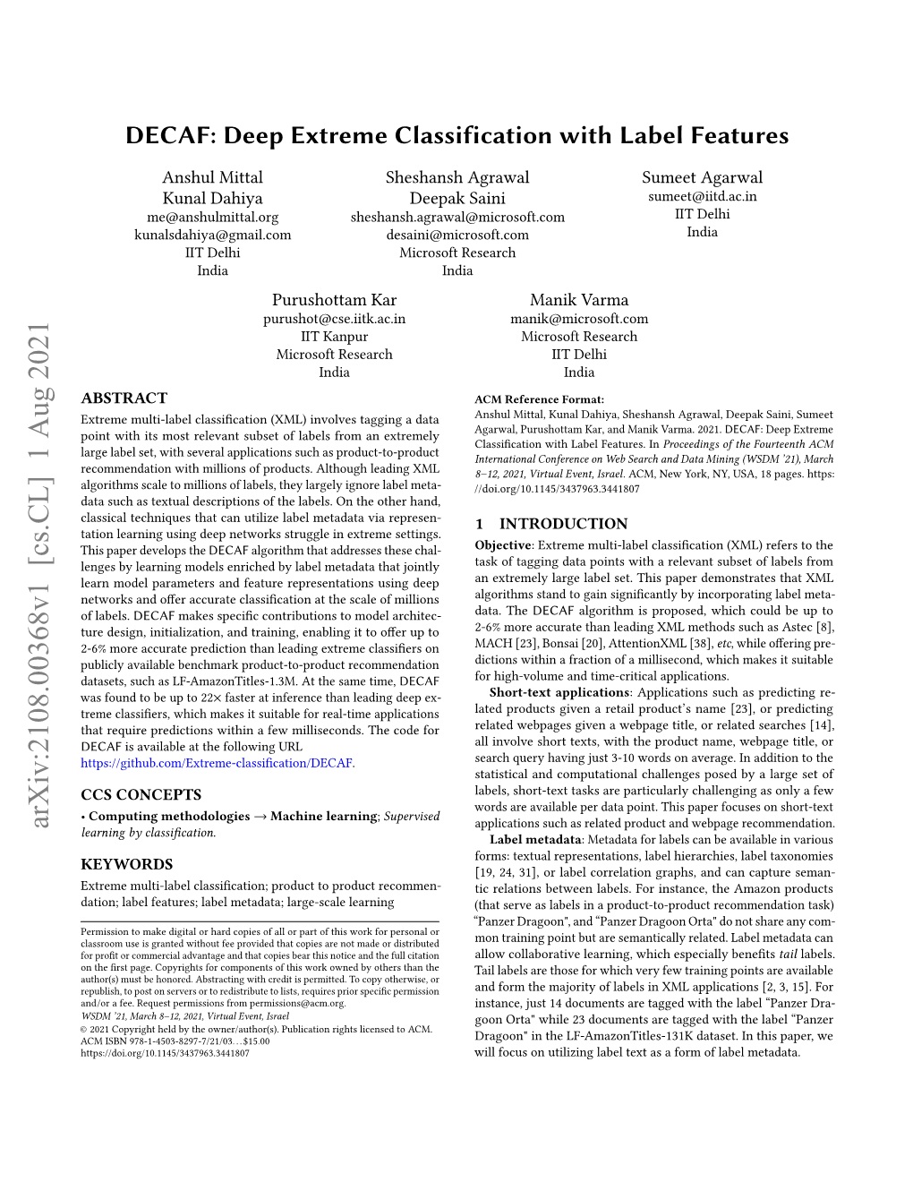 Downloads/XC/Xmlrepository.Html Ppdsparse: a Parallel Primal-Dual Sparse Method for Extreme Classification