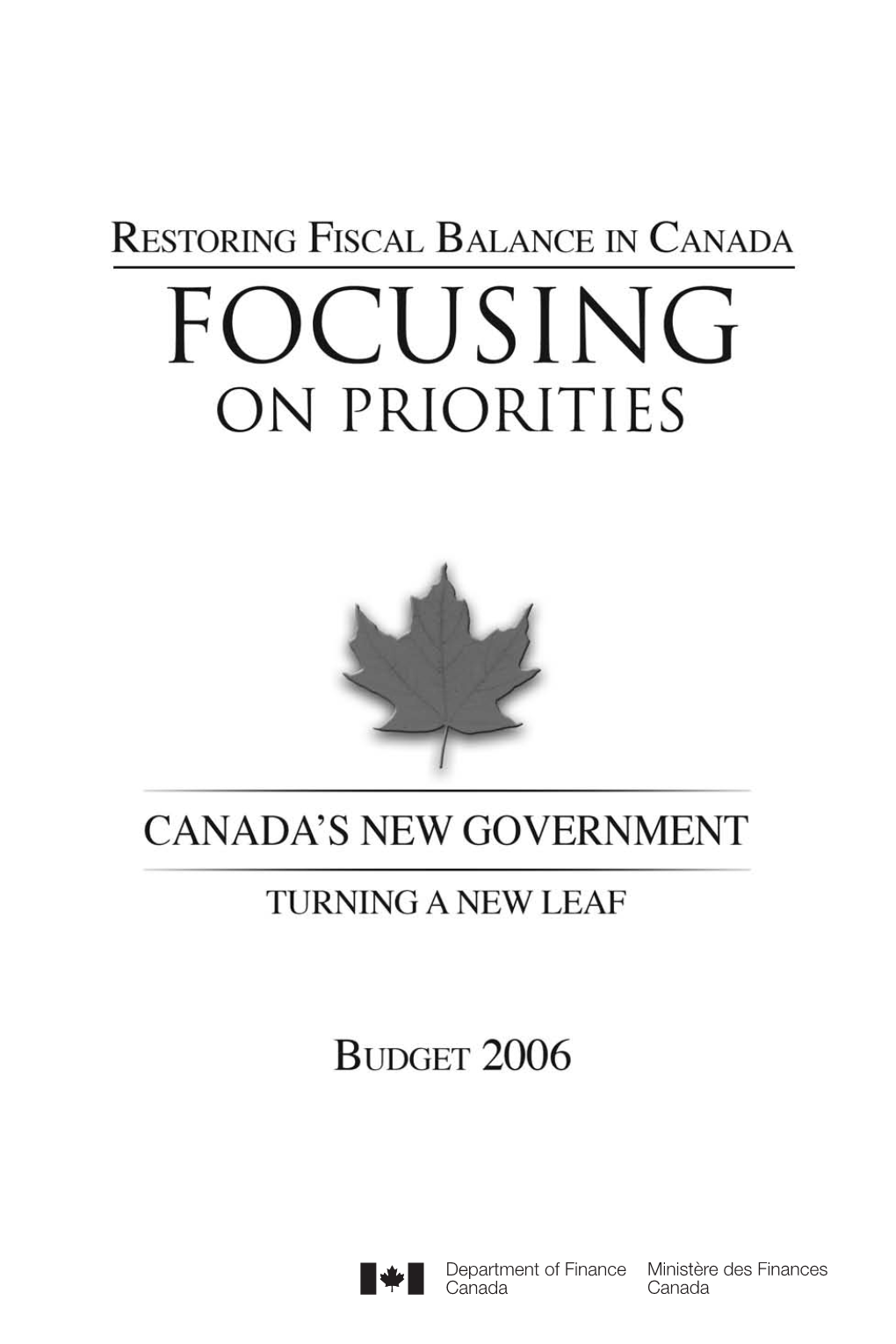 Restoring Fiscal Balance in Canada