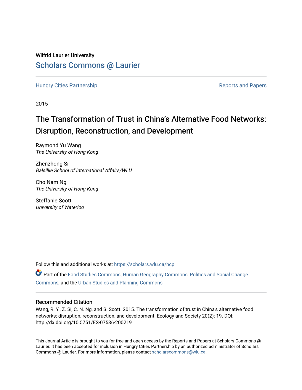 The Transformation of Trust in China's