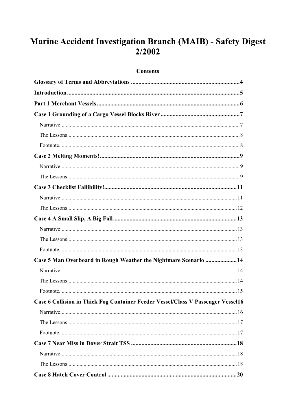 Marine Accident Investigation Branch (MAIB) - Safety Digest 2/2002
