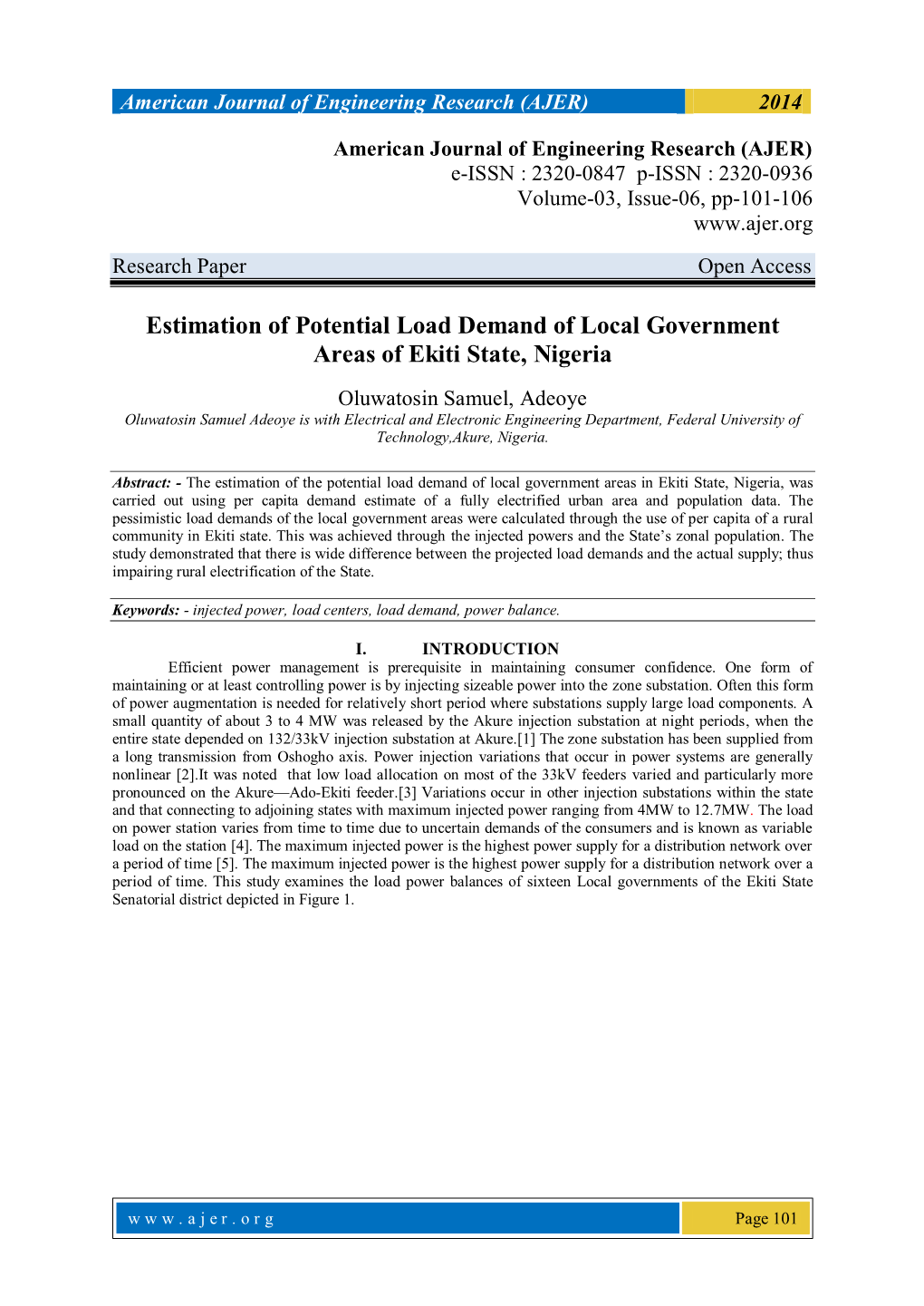 Estimation of Potential Load Demand of Local Government Areas of Ekiti State, Nigeria