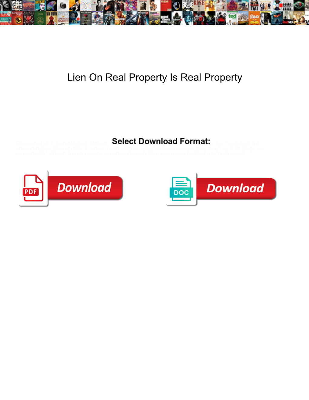 Lien on Real Property Is Real Property