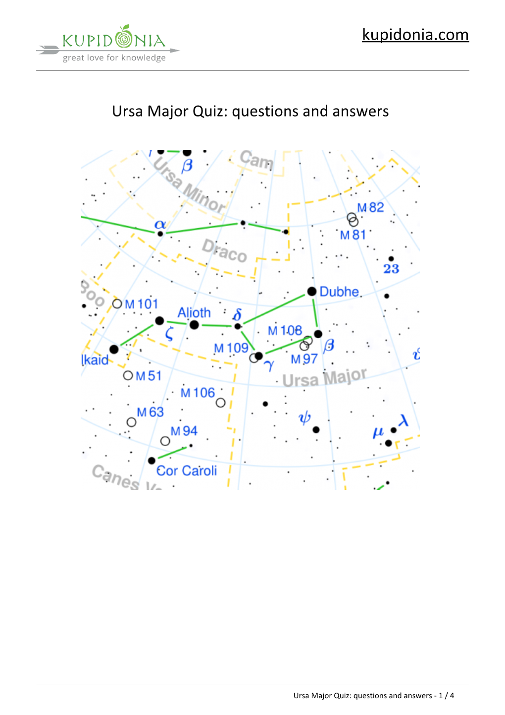 Ursa Major Quiz: Questions and Answers