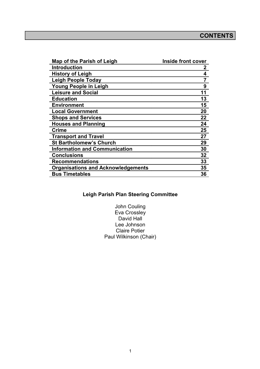 Suggested Format For Discussion (Manipulated And Stolen Unashamedly From Other Parish Plans)