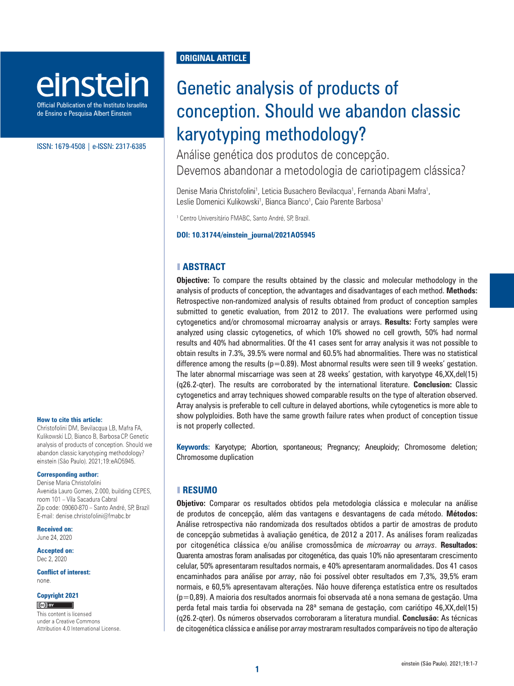 Genetic Analysis of Products of Conception. Should We Abandon