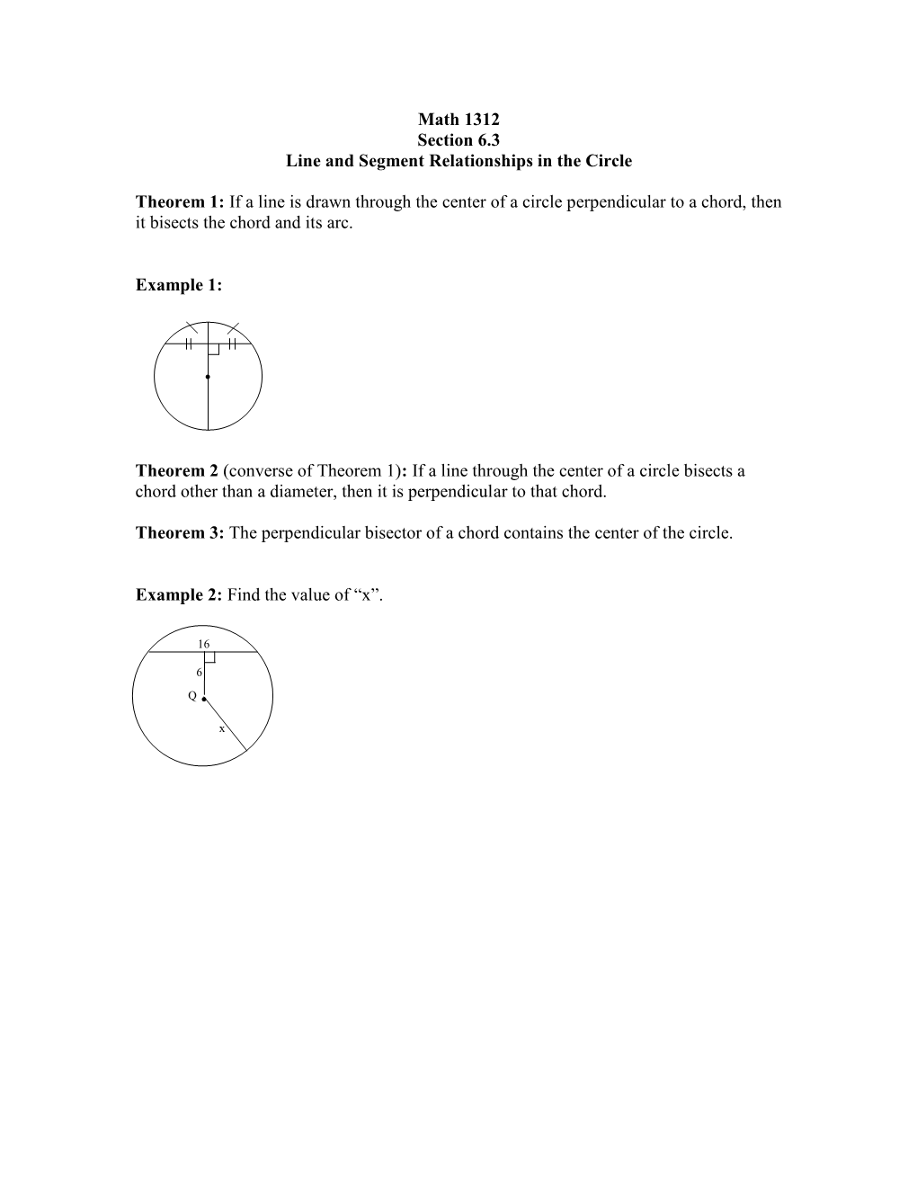 6.3 Line and Segment Relationships in the Circle