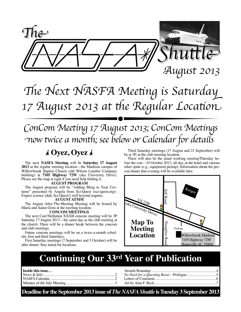 August 2013 NASFA Shuttle