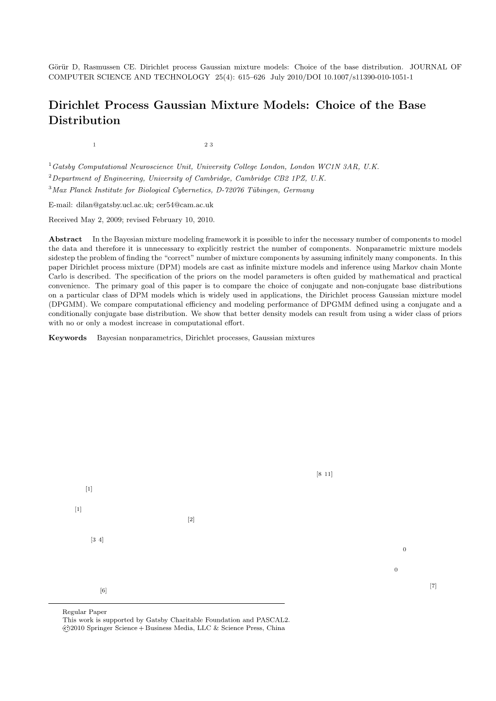 Dirichlet Process Gaussian Mixture Models: Choice of the Base Distribution