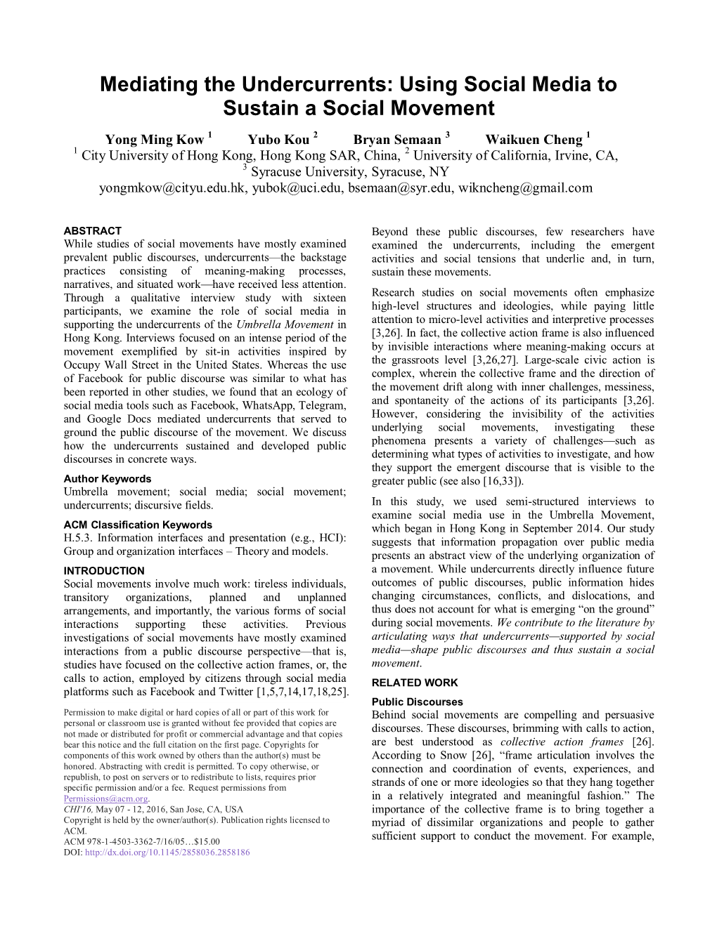 SIGCHI Conference Paper Format