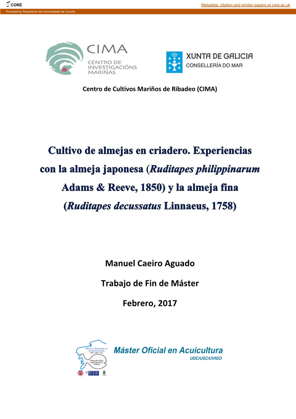 Cultivo De Almejas En Criadero. Experiencias Con La Almeja Japonesa