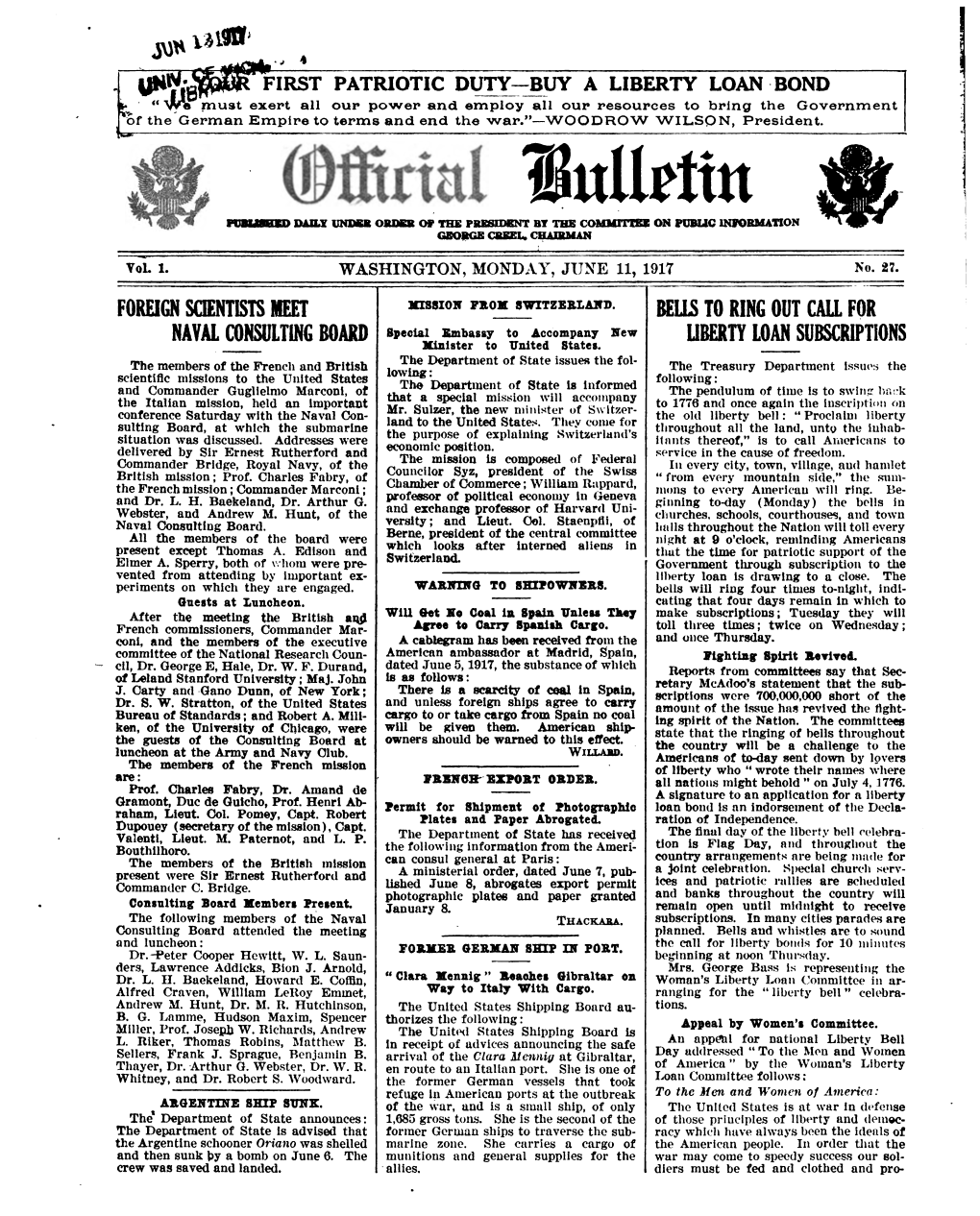 Official U. S. Bulletin