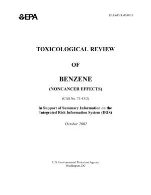 Toxicological Review of Benzene, Non-Cancer Effects (CAS No. 71-43-2)
