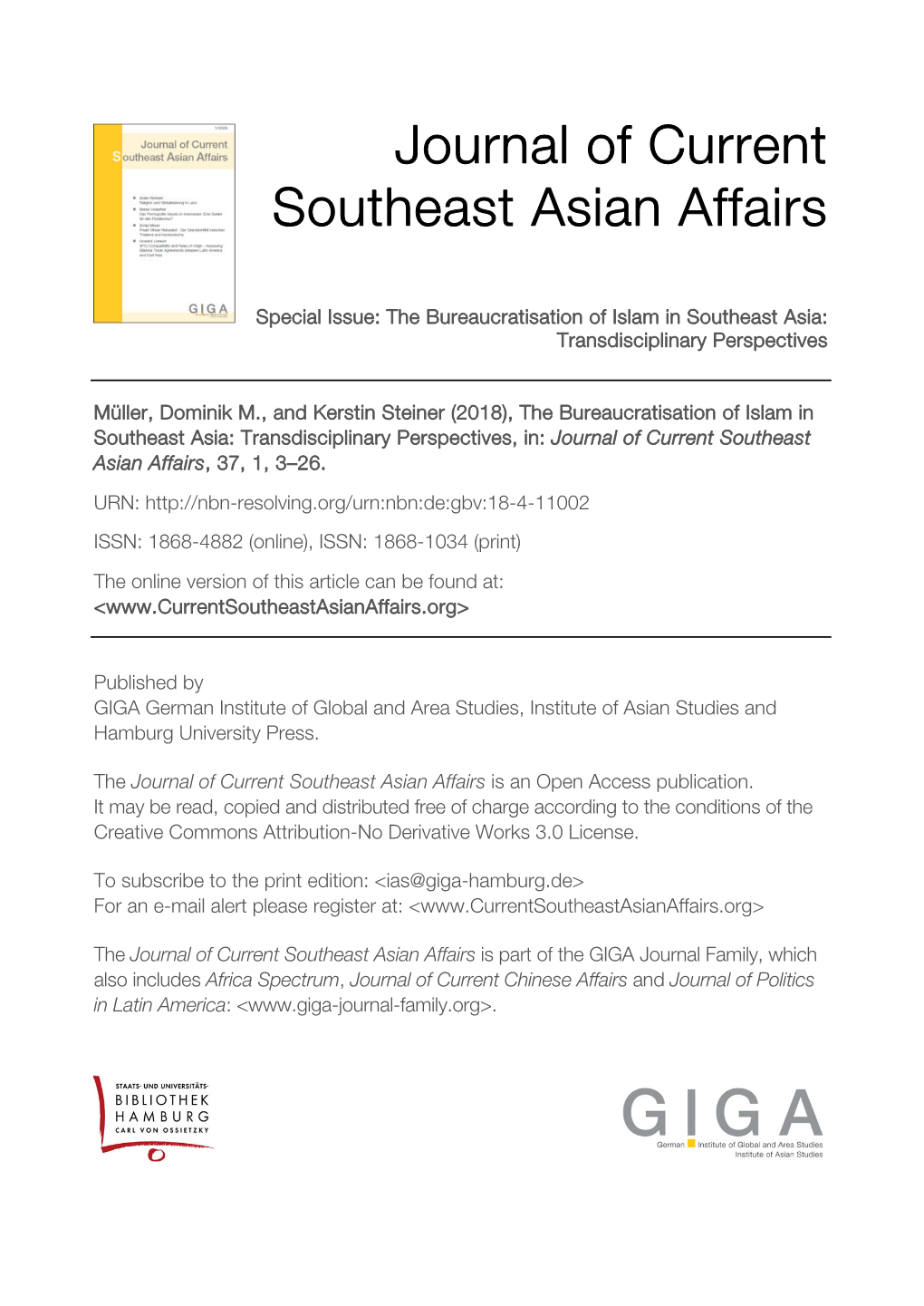 The Bureaucratisation of Islam in Southeast Asia: Transdisciplinary Perspectives