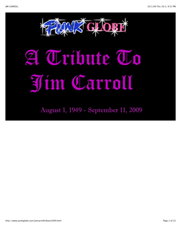 JIM CARROLL 10/1/09 Thu 10/1, 9:51 PM