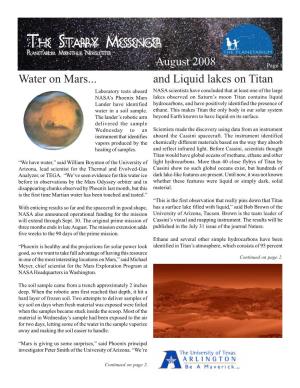 August 2008 Page 1 Water on Mars