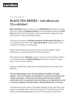 BLACK VEIL BRIDES – Nytt Album Ute 31:E Oktober!