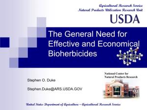 The General Need for Effective and Economical Bioherbicides