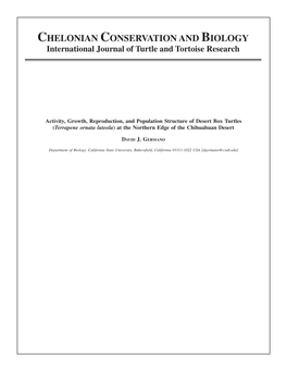 CHELONIAN CONSERVATION and BIOLOGY International Journal of Turtle and Tortoise Research