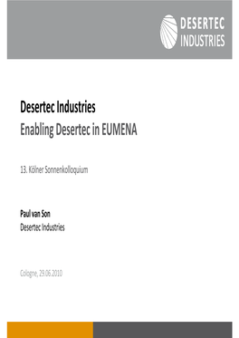 Desertec Industries Enabling Desertec in EUMENA