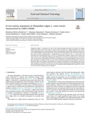 In Vivo Toxicity Assessment of Clinopodium Vulgare L. Water