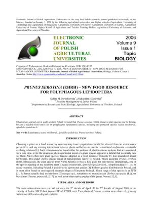 ELECTRONIC JOURNAL of POLISH AGRICULTURAL UNIVERSITIES 2006 Volume 9 Issue 1 Topic BIOLOGY