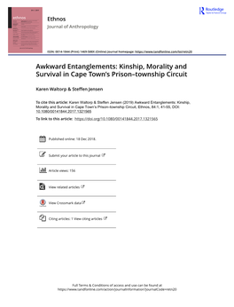 Awkward Entanglements: Kinship, Morality and Survival in Cape Town’S Prison–Township Circuit