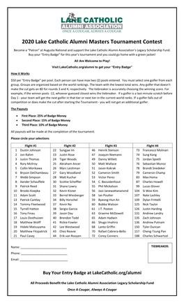 2020 Lake Catholic Alumni Masters Tournament Contest