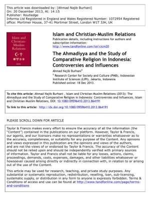 The Ahmadiyya and the Study of Comparative Religion in Indonesia