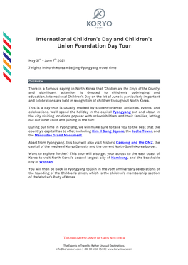 International Children's Day and Children's Union Foundation Day Tour