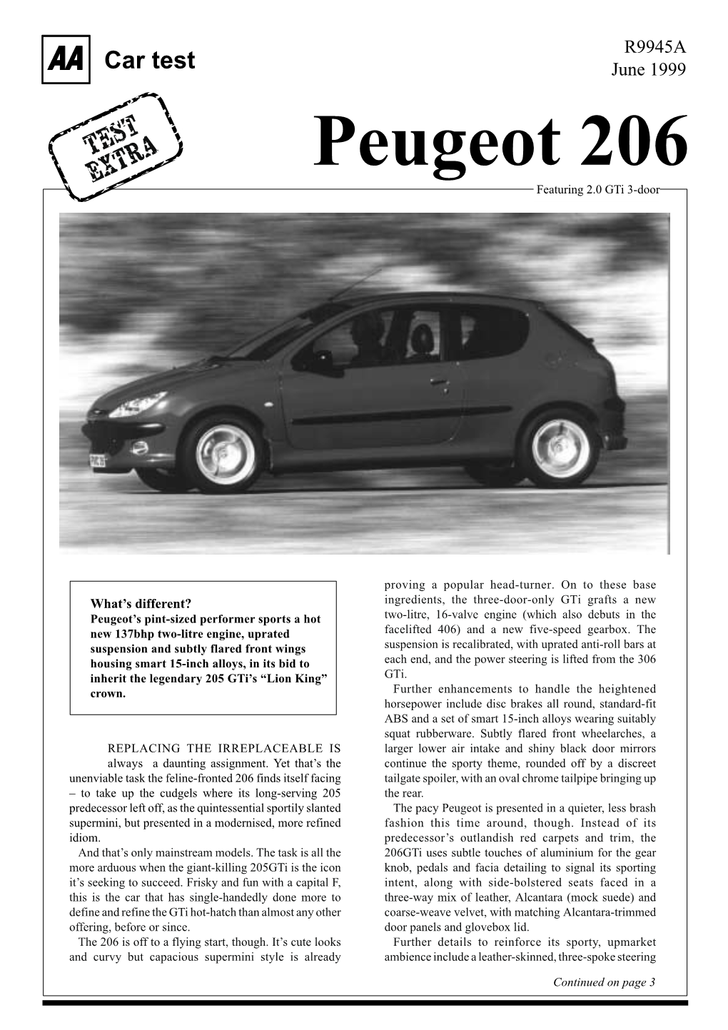 Peugeot 206 EXTRA Featuring 2.0 Gti 3-Door