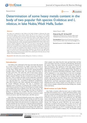 Determination of Some Heavy Metals Content in the Body of Two Popular Fish Specieso.Niloticus and L