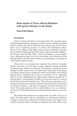 Some Aspects of Turco-African Relations with Special