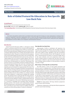 Role of Global Postural Re-Education in Non Specific Low Back Pain