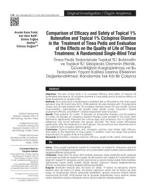 Comparison of Efficacy and Safety of Topical 1% Butenafine and Topical 1% Ciclopirox Olamine in the Treatment of Tinea Pedis An