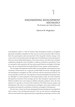 ENGENDERING DEVELOPMENT SOCIOLOGY the Evolution of a Field of Research