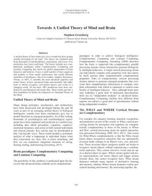 Towards a Unified Theory of Mind and Brain