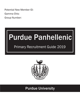 Purdue Panhellenic Primary Recruitment Guide 2019