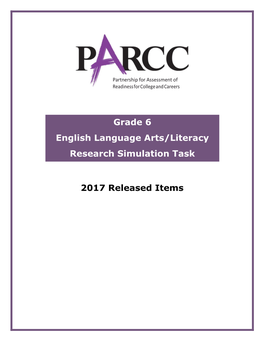 2017 Released Items Grade 6 English Language Arts/Literacy Research