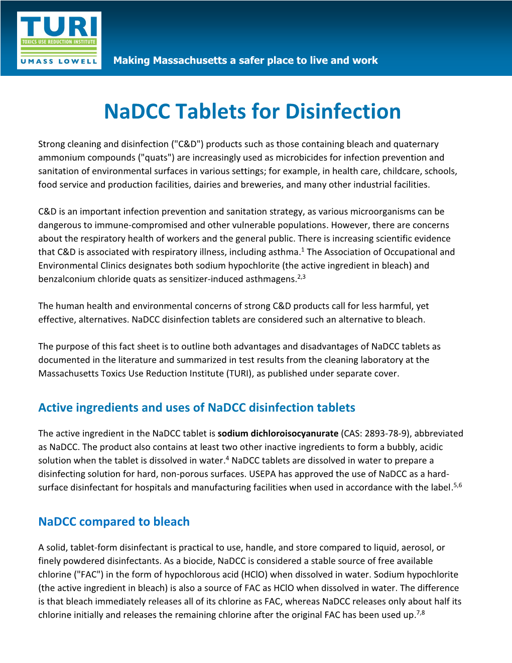 Nadcc Tablets for Disinfection