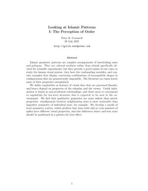 Looking at Islamic Patterns I: the Perception of Order